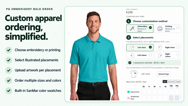 Bulk hat ordering app for embroidery shops